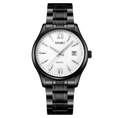 Чоловічий класичний годинник Skmei 2158BKWT Black-White з металевим браслетом та мінеральним склом