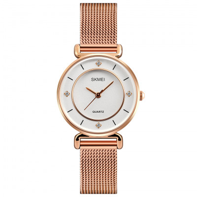 Жіночий наручний годинник Skmei 1330SRG Rose Gold з металевим браслетом та мінеральним склом