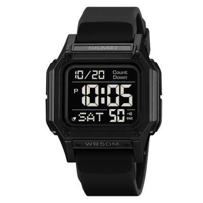 Чоловічий годинник Skmei 2537BKBK All Black — спортивний електронний годинник з підсвічуванням та таймером