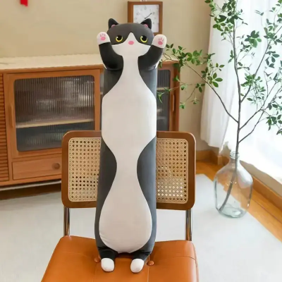 Черный 70см Мягкая Игрушка Кот Длинний Подушка Обнимашка