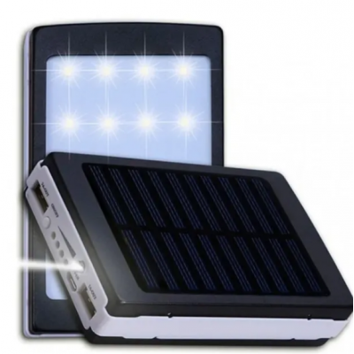 Портативная зарядка Power Bank Metal Led Solar 20000 mah Солнечная панель + Фонарь