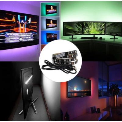 Лента светодиодная RGB 5050 2м с пультом для подсветки телевизора, монитора, мебели от USB