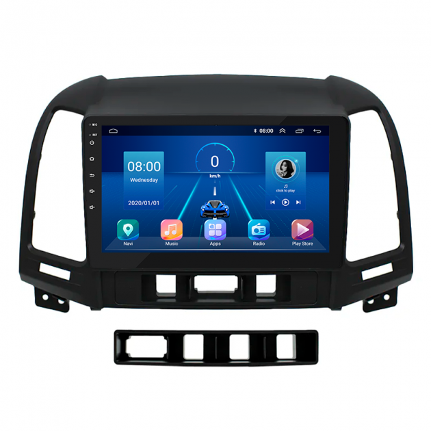 Штатная магнитола Lesko для Hyundai Santa Fe II Рестайлинг 2009-2012 экран 9" 2/32Gb 4G Wi-Fi GPS Top