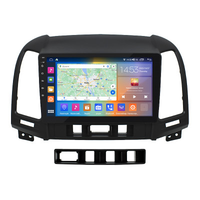 Штатная магнитола Lesko для Hyundai Santa Fe II Рестайлинг 2009-2012 экран 9" 2/32Gb CarPlay 4G Wi-Fi GPS Prime