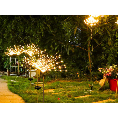 Фонарь садовый Фейерверк газонный на солнечной батарее, 60 led, 8 режимов (2 шт в комплекте)