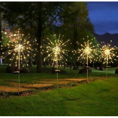 Фонарь садовый Фейерверк газонный на солнечной батарее, 90 led, 8 режимов (2 шт в комплекте)
