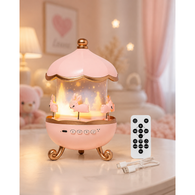 Детский ночник проектор звездного неба  Bluetooth Fairy Tale E11 аккумуляторный светильник карусель 6 сменных картинок с LED подсветкой и музыкой