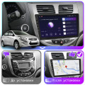 Штатная магнитола Lesko для Hyundai Solaris I 2010-2014 экран 10" 4/32Gb 4G Wi-Fi GPS Top