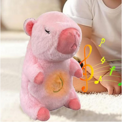 Розовый Интерактивная дышащая Капибара Snuggle Pulse CapyBuddy 30 см мягкая плюшевая игрушка