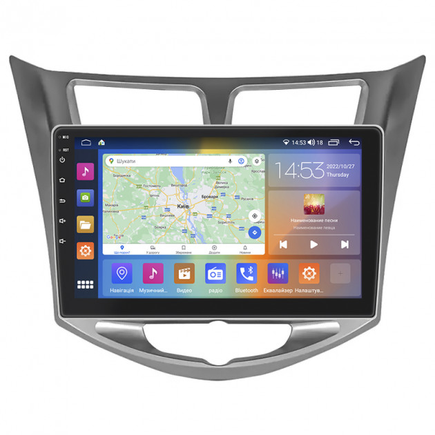 Штатная магнитола Lesko для Hyundai Solaris I Рестайлинг 2014-2017 экран 10" 4/64Gb CarPlay 4G Wi-Fi GPS Prime