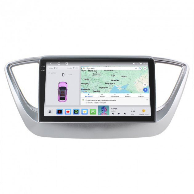 Штатная магнитола Lesko для Hyundai Solaris II 2017-2020 экран 9" 4/64 QLED CarPlay 4G Wi-Fi GPS 360 Prime