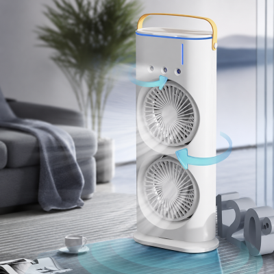 Вентилятор настольный двойной с охлаждением 5 Вт Double-ended Spray Fan LED-подсветка 3 скорости,распылитель водяного тумана