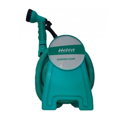 Шланг поливочный 15 м с катушкой и распылителем с 7 режимами Helen Garden Tools растягивающийся шланг садовый