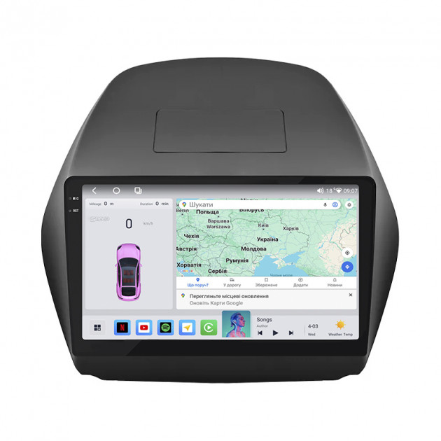 Штатная магнитола Lesko для Hyundai Tucson II 2009-2015 экран 10" 4/64 QLED CarPlay 4G Wi-Fi GPS 360 Prime