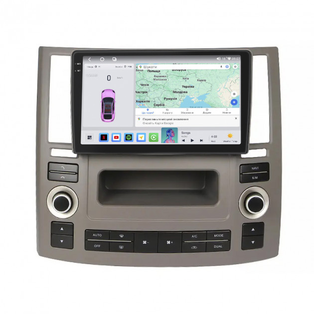 Штатная магнитола Lesko для Infiniti FX I (S50) Рестайлинг 2006-2009 экран 9" 4/64 QLED CarPlay 4G Wi-Fi GPS 360 Prime
