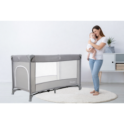 Детская складная кроватка-манеж Moby-System Happy Traveller Basic с раскладным матрасом, сумкой, колесиками и боковым выходом, 126 x 66 см