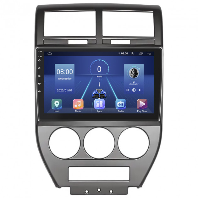 Штатная магнитола Lesko для Jeep Compass I 2006-2010 экран 10" 4/32Gb 4G Wi-Fi GPS Top