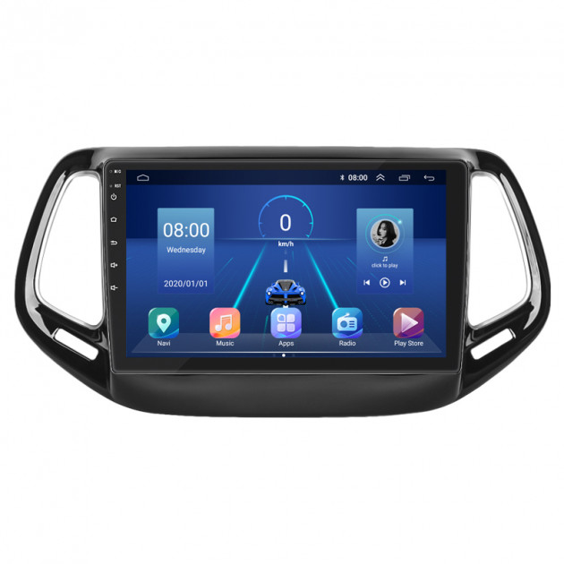 Штатная магнитола Lesko для Jeep Compass II 2017-н.в. экран 10" 2/32Gb 4G Wi-Fi GPS Top