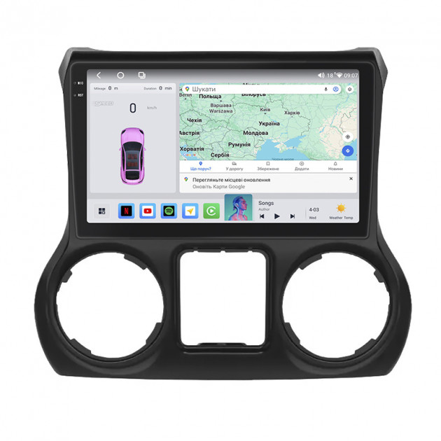 Штатная магнитола Lesko для Jeep Wrangler III (JK) 2007-2018 экран 10" 4/64 QLED CarPlay 4G Wi-Fi GPS 360 Prime