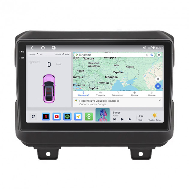Штатная магнитола Lesko для Jeep Wrangler IV (JL) 2017-н.в. экран 9" 4/64 QLED CarPlay 4G Wi-Fi GPS 360 Prime