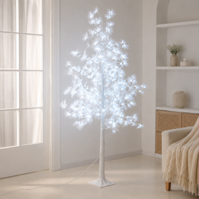 Декоративное дерево-светильник 1.8 м, 120 LED Холодный белый / Светильник-дерево с цветами / Декоративное светодиодное дерево