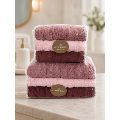 Микро Cotton набор полотенец для лица и тела Розовый / Набор махровых полотенец, 6 шт