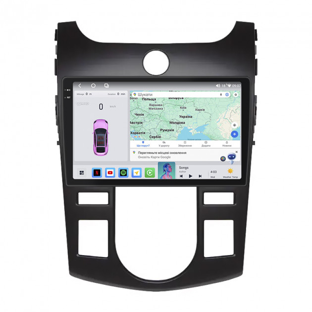 Штатная магнитола Lesko для Kia Cerato II 2008-2013 экран 9" 4/64 QLED CarPlay 4G Wi-Fi GPS 360 Prime