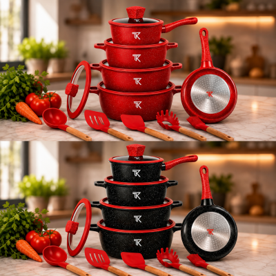 Набор посуды Top Kitchen TK00050L с мраморным покрытием, 10 предметов + кухонные принадлежности