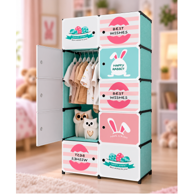 Шкаф детский пластиковый модульный 8 секций 82x29x124 см / Узкий сборный комод-органайзер для игрушек и вещей / Стеллаж для хранения