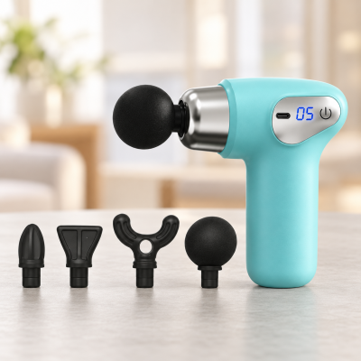 Перкуссионный аккумуляторный массажер 5 скоростей Massager CY-009 + 4 насадки