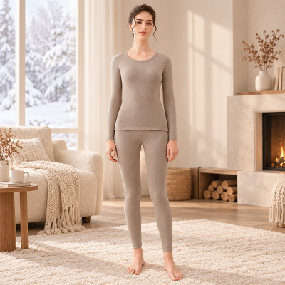 Комплект женского термобелья 8099 Beige антибактериальный мягкий эластичный 3XL
