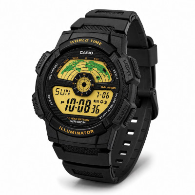 Чоловічий годинник Casio AE-1100W-1B спортивний з електронним циферблатом та водозахистом 10 ATM