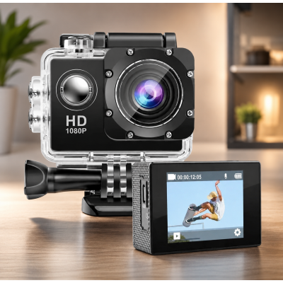 Экшн камера A7 FullHD, спортивная, влагозащита, с креплением 1080P MicroSD
