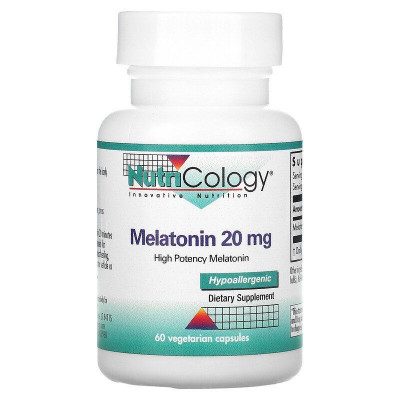 Мелатонін, Melatonin, Nutricology, 20 мг, 60 капсул