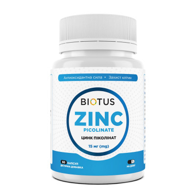 Цинк піколінат, Zinc Picolinate, Biotus, 15 мг, 60 капсул