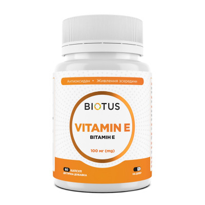 Вітамін Е, Vitamin Е, Biotus, 100 мг, 60 капсул