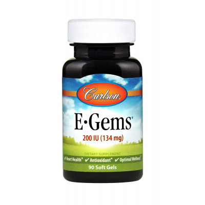 Вітамін Е, E-Gems Natural Vitamin E, Carlson, 134 мг (200 МО), 90 гелевих капсул
