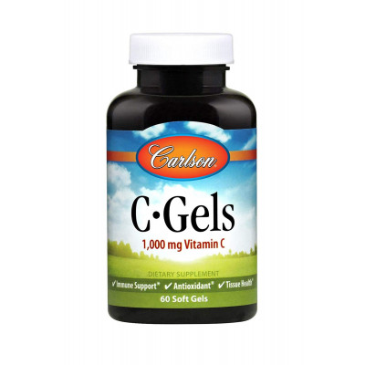 Вітамін C, C-Gel, Carlson, 1000 мг, 60 гелевих капсул