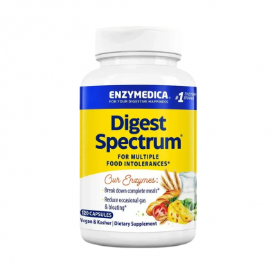 Ферменти від харчової непереносимості, Digest Spectrum, Enzymedica, для веганів, 120 капсул