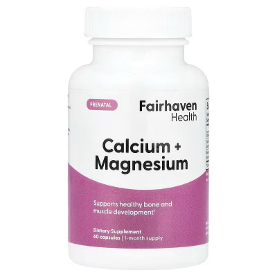 Кальцій та магній, Prenatal Calcium + Magnesium, Fairhaven Health, пренатальний, 60 капсул