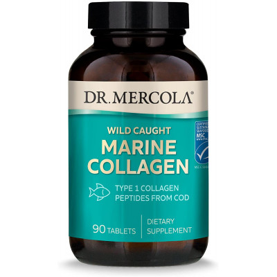Морський колаген, Marine Collagen, Dr. Mercola, дикого походження, 90 пігулок (0,5 г на пігулку)