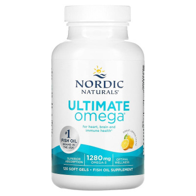 Риб'ячий жир, Ultimate Omega, Nordic Naturals, зі смаком лимона, 1280 мг, 120 м'яких капсул (640 мг на капсулу)