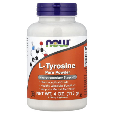 Тирозин, L-Tyrosine, Now Foods, порошок, 113 гр