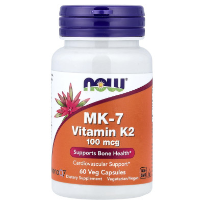 Вітамін К2, МК-7 Vitamin K-2, Now Foods, 100 мкг, 60 вегетаріанських капсул