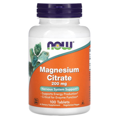 Магній цитрат, Magnesium Citrate, NOW Foods, 200 мг, 100 таблеток
