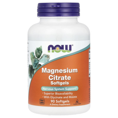 Магній цитрат, Magnesium Citrate, NOW Foods, 400 мг, 90 гелевих капсул (133 мг в одній гелевій капсулі)