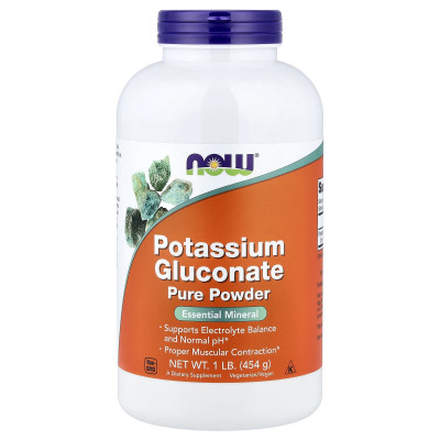 Калію глюконат, Potassium Gluconate, Now Foods, чистий порошок, 454 г