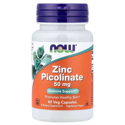Піколінат цинку, Zinc Picolinate, Now Foods, 50 мг, 60 капсул