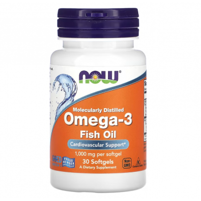 Омега-3 риб'ячий жир, Omega-3 риб'ячий жир, Now Foods, 1000 мг, 30 гелевих капсул (1000 мг в одній капсулі)