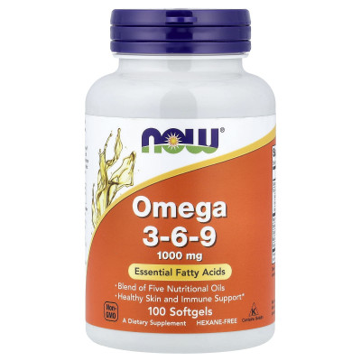 Омега 3 6 9, Omega 3-6-9, Now Foods, 100 гелевих капсул
